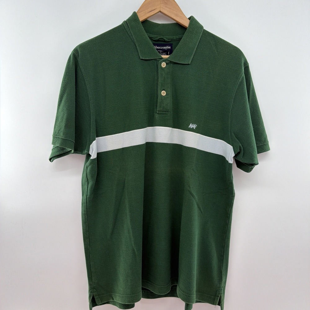 Vintage 90s Y2K Abercrombie Fitch Polo Shirt Mens L Forest Green Preppy Skater